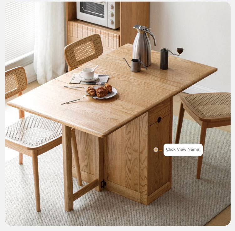 Oak Solid Wood Retractable Dining Table