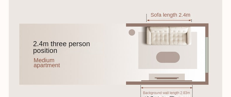 Leather Straight Italian Style Light Luxury Sofa,