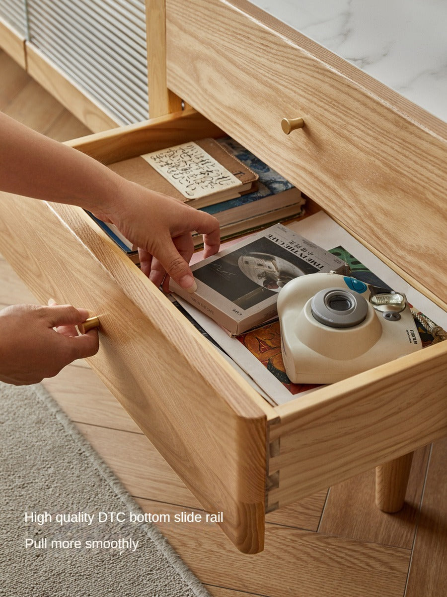 Ash Solid Wood TV Stand Rock Slab.