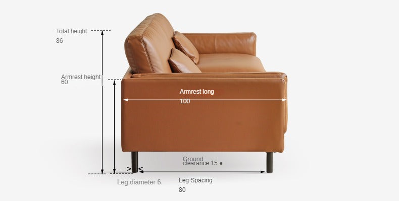 Leather Italian Minimalist Sofa.