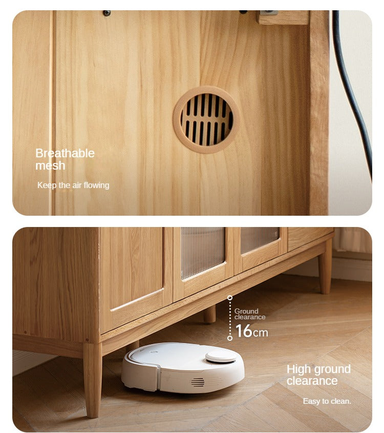 Oak Solid Wood Rock Plate Capacity High Storage Cabinet