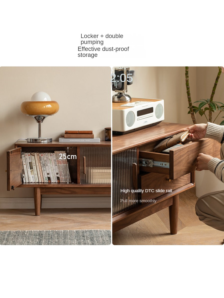 Black Walnut, Teak solid wood TV Cabinet.