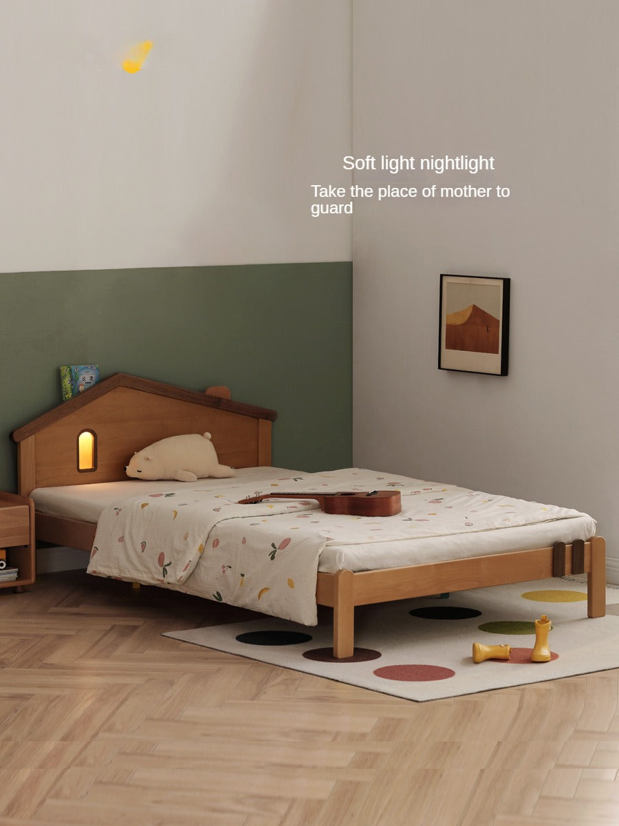 Beech, Poplar, Little House Kids Bed with 15min Delay Turning Off the Lights<