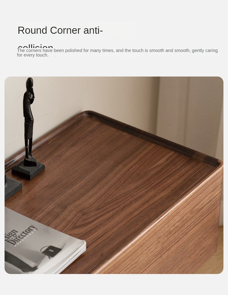 Black Walnut Solid Wood TV Cabinet, Modern and Minimalist-