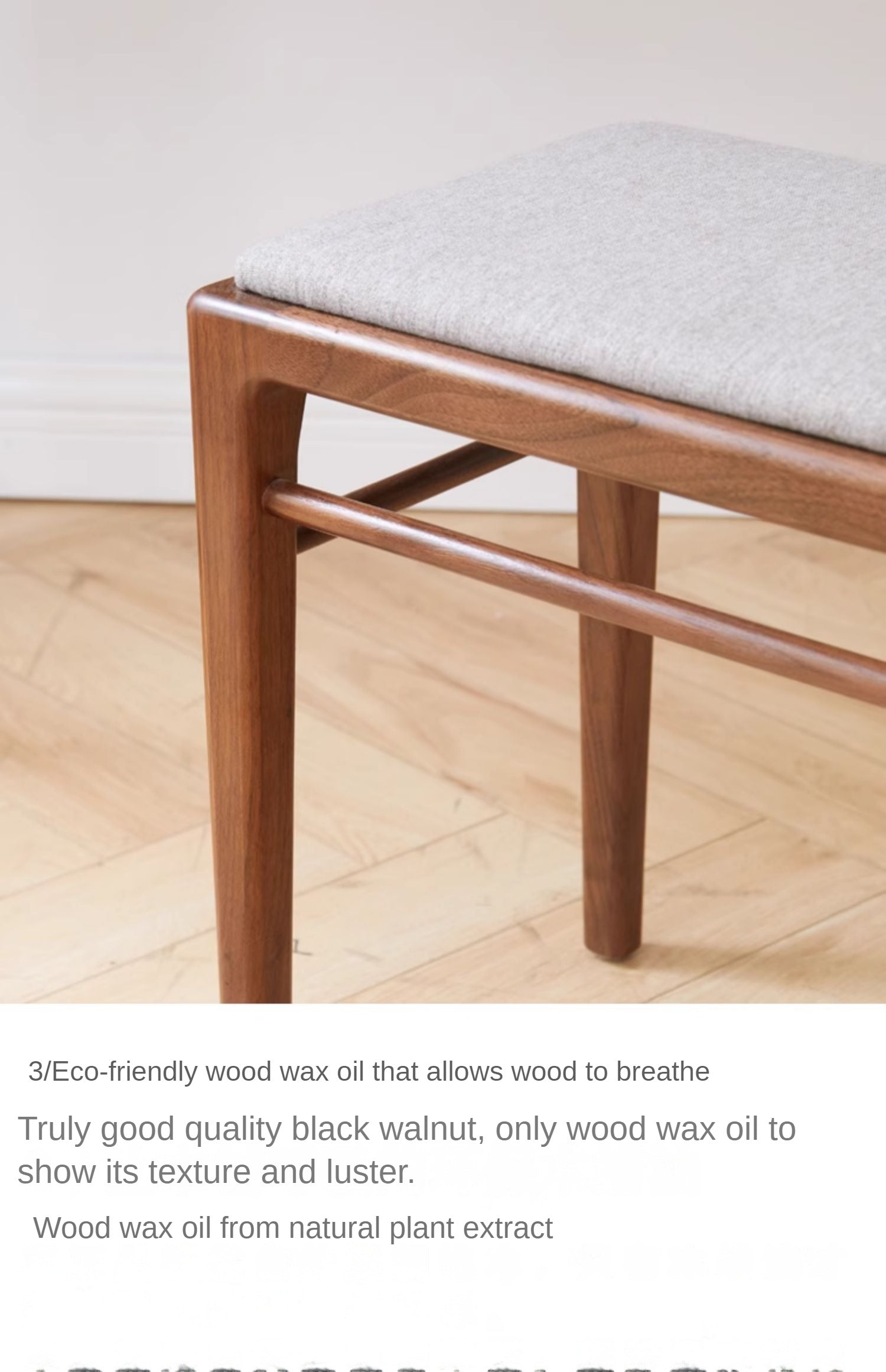 Black Walnut Solid Wood Makeup Stool