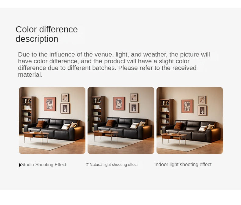 Leather Sofa First Layer Yellow Cowhide Tofu Block Leather Sofa.