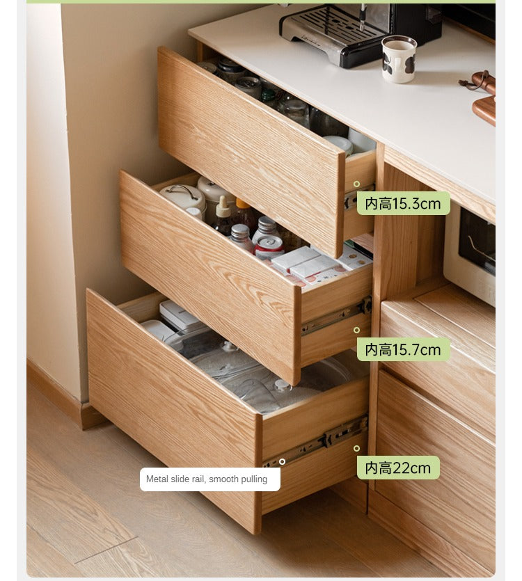 Oak wood sideboard combination storage cabinet multi-functional locker-
