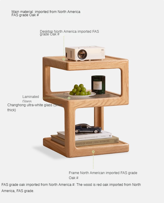 Oak, Black Walnut, Cherry, Sandalwood Solid Wood Corner Square Side Table.