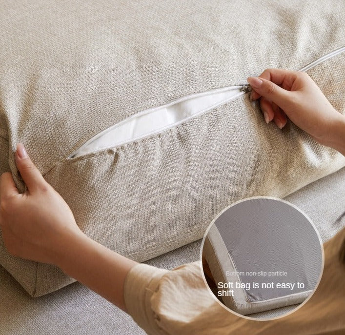 Oak Solid Wood dual-use Fabric Storage Sofa.