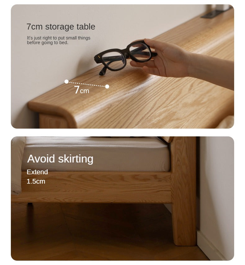 Oak Solid Wood Bed Nordic Modern