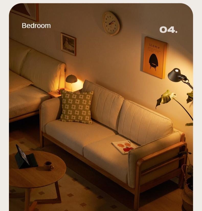 Oak, Beech Solid Wood Modern Simple Fabric Straight Sofa