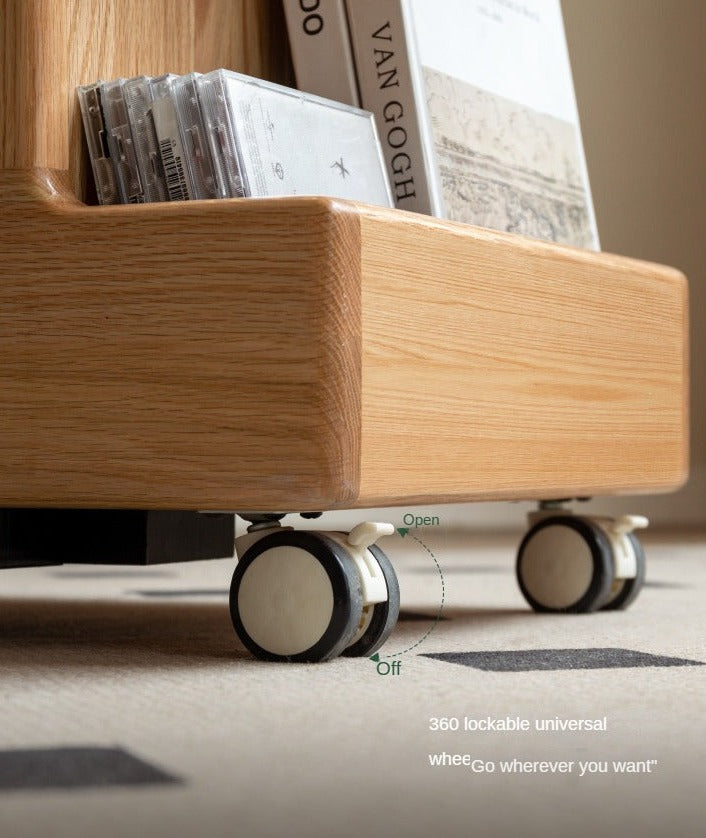 Oak, Cherry, Black Walnut, Ash Solid Wood Rotating Mobile Side Table