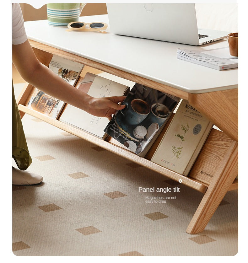 Oak Solid Wood Modern Rock Plate Coffee Table