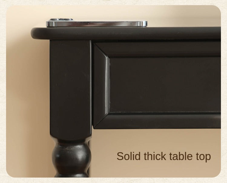 Solid Rubberwood American Retro Black Computer Desk.