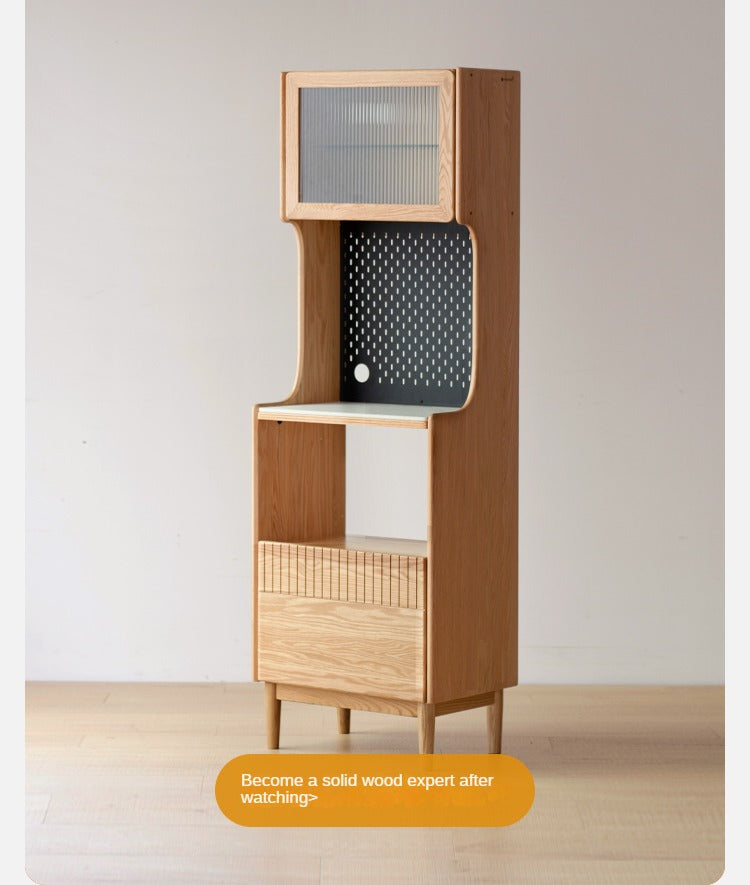 Solid RubberWood, Oak Solid Wood Sideboard Rock Board LED Light