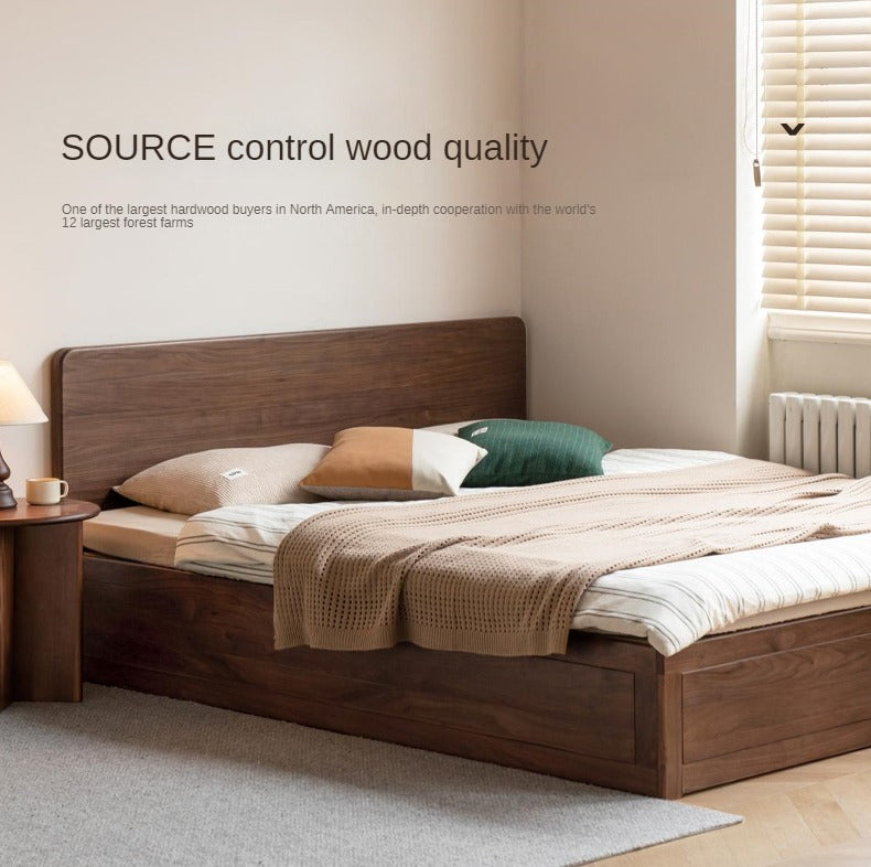 North American black walnut solid wood light luxury box bed
