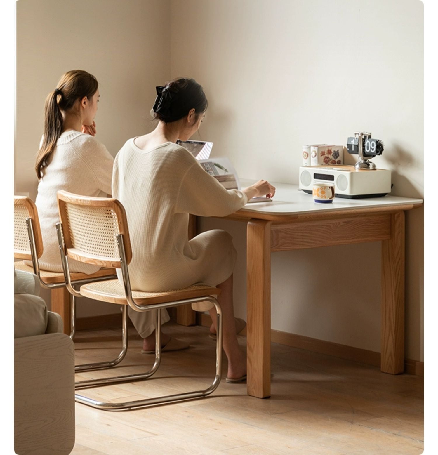 Oak Solid Wood, Solid Rubberwood Slate Dining Table