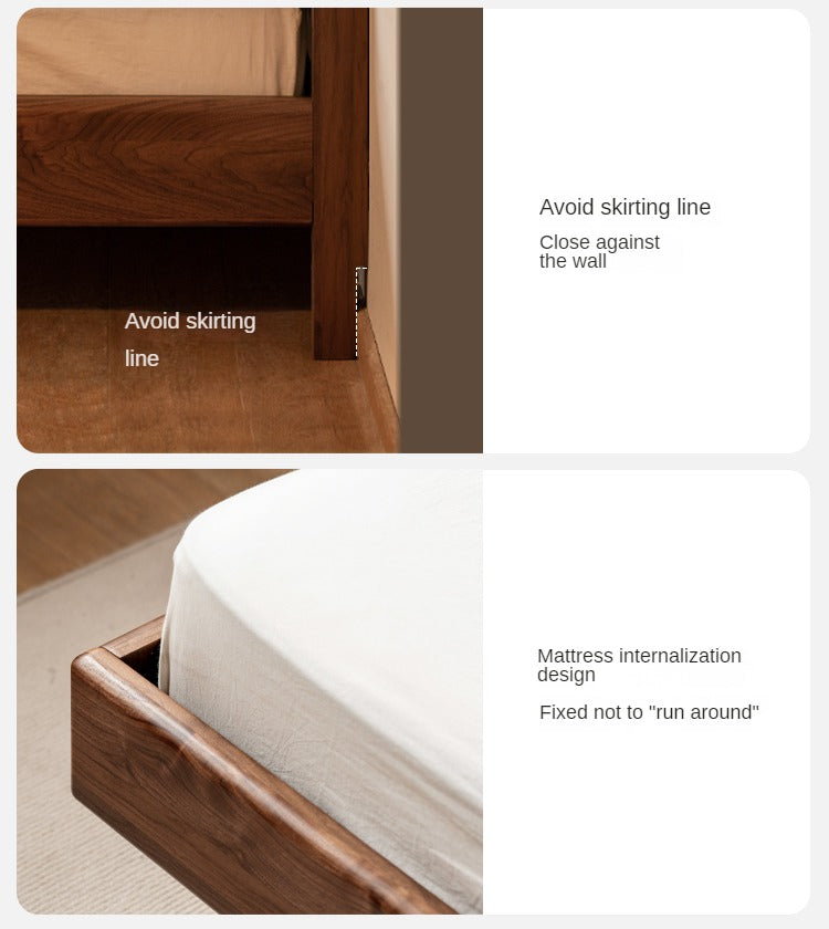 Oak, Black Walnut, Teak Solid Wood Suspended Bed