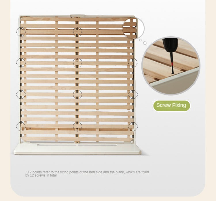 Poplar, Rubberwood Solid Wood Bed Modern Simple Cream Style