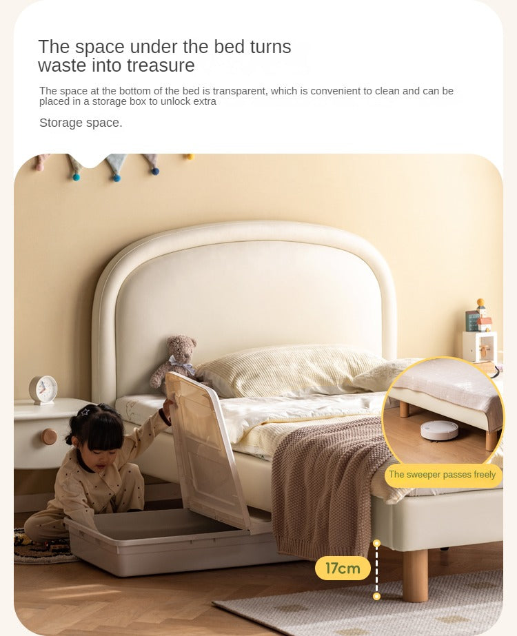 Cream style Organic Leather kid's Bed<