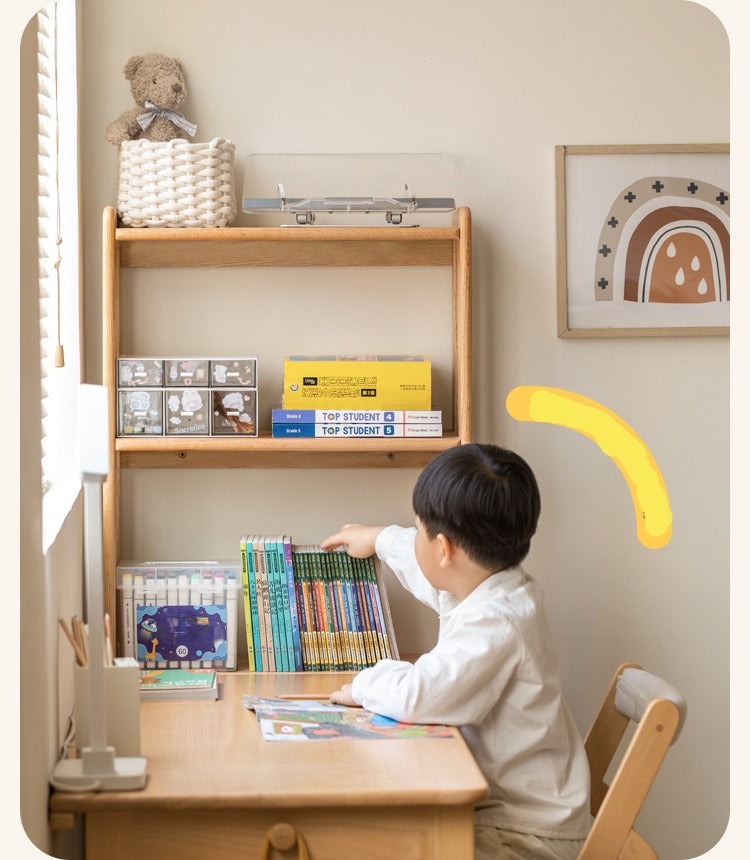 Oak, Beech Solid Wood Children's Toy Storage Bookshelf
