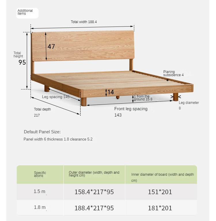 Oak Solid Wood Modern Suspension Bed