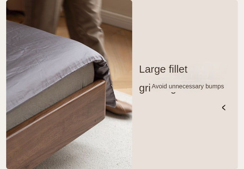 Black Walnut, Ash Solid Wood leather Simple High Soft Back Bed