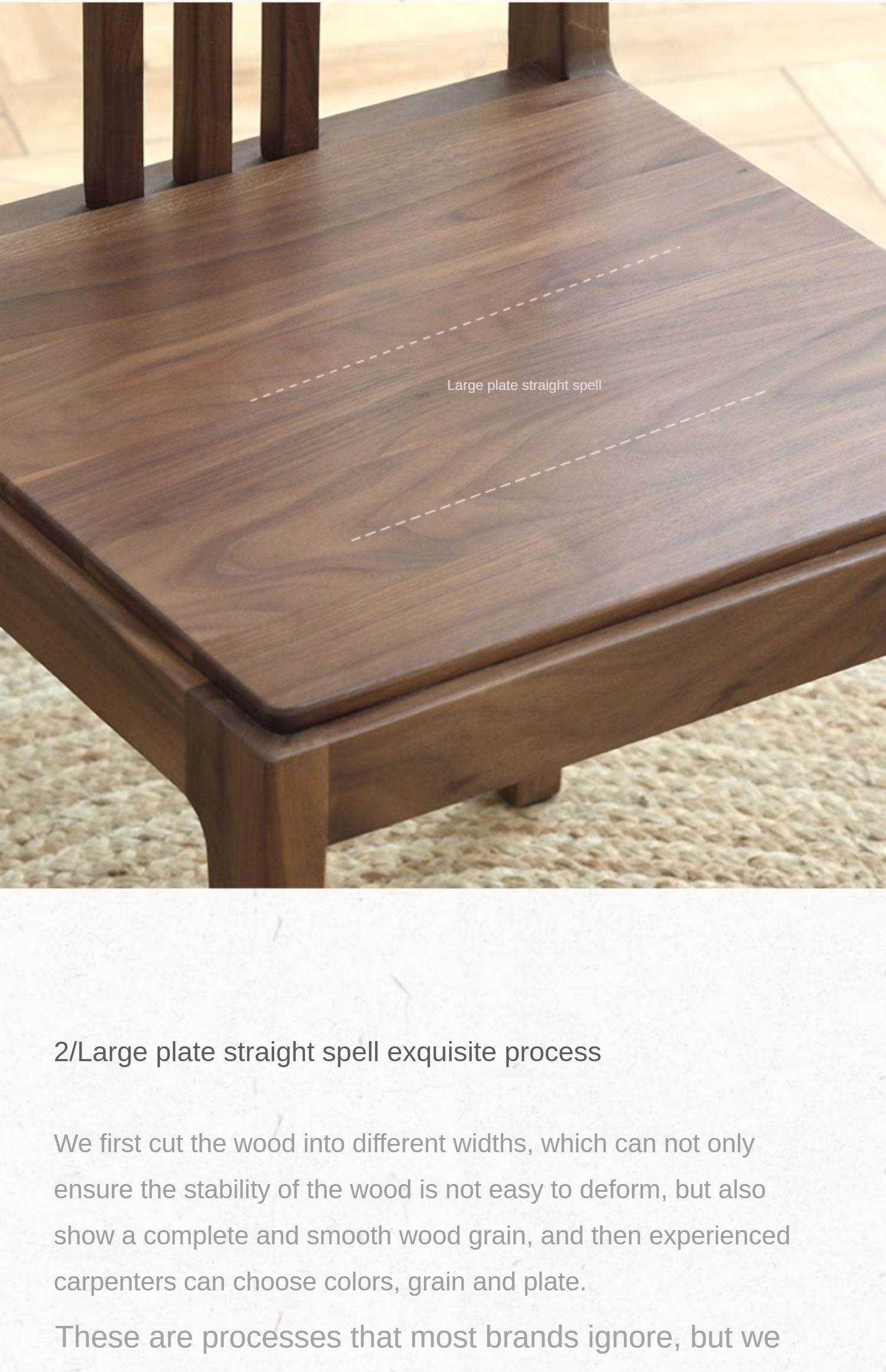 Black Walnut Solid Wood Dining Chair with Backrest 4pcs