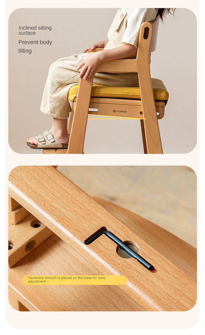 Beech Solid Wood Children's Adjustable Lift Chair.