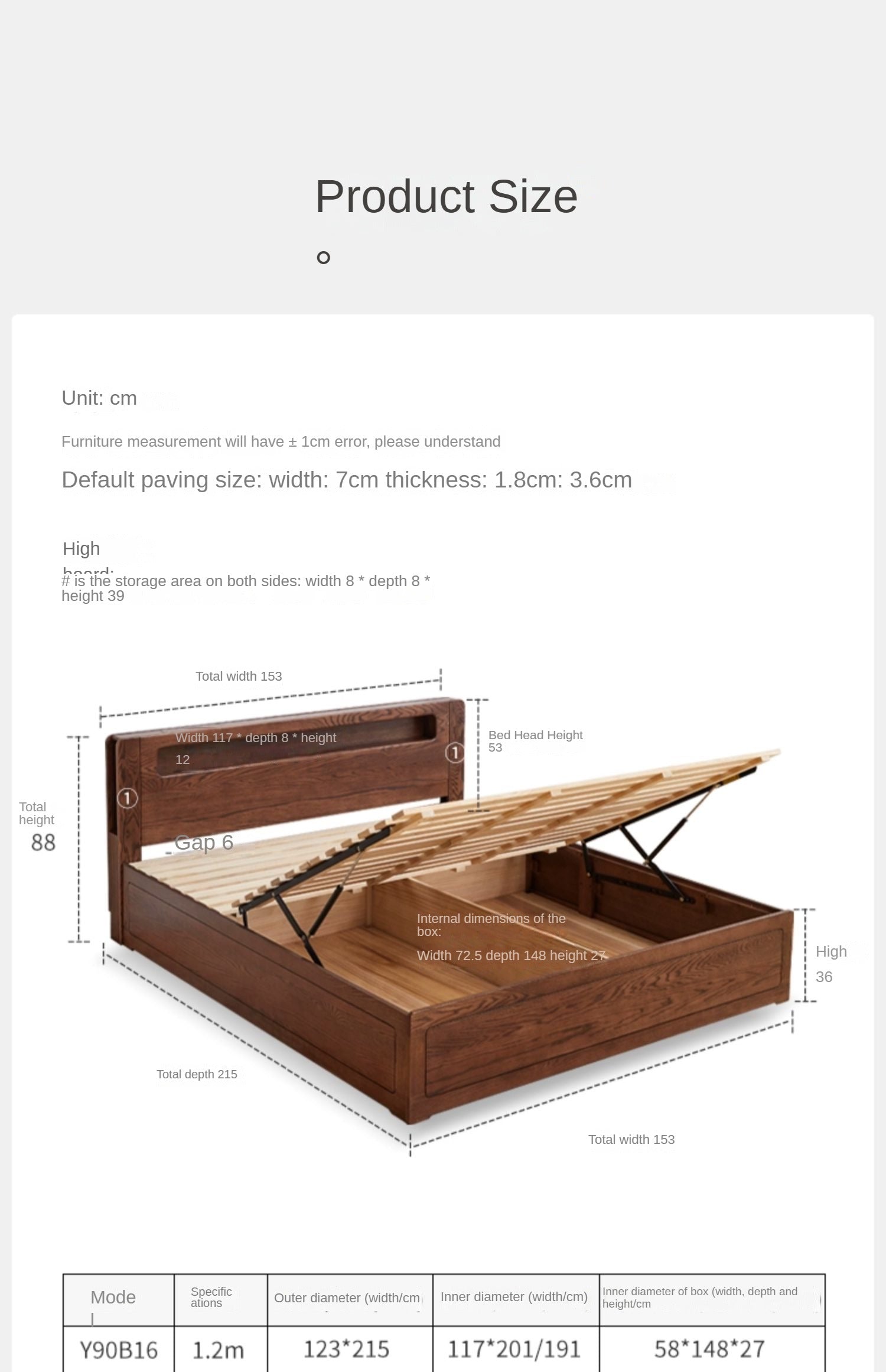 Oak Solid Wood Luminous Storage Box Bed
