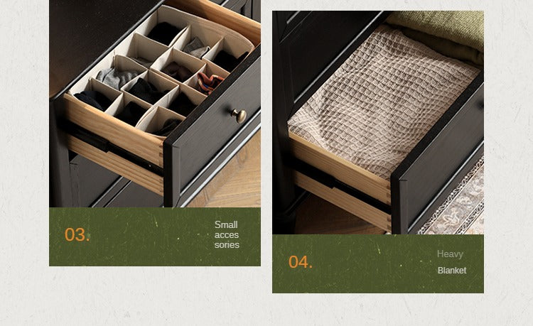 Solid RubberWood, Oak Solid Wood American Style Dresser, Drawers