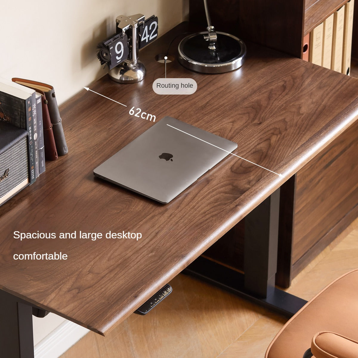Black Walnut, Oak Solid Wood Electric Elevating Desk