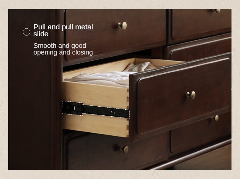 Black Walnut, Poplar Solid Wood American Retro Retractable Dressing Table.