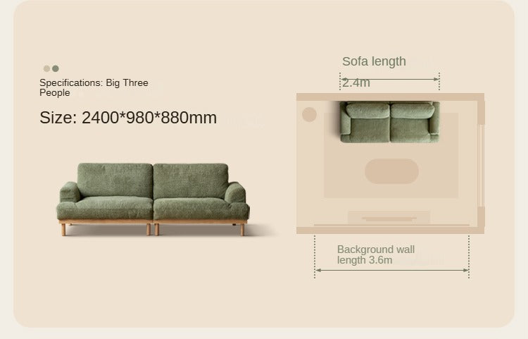 Ash Solid Wood Fabric Sofa Nordic Modern.