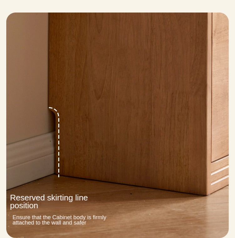 Rubber pure solid wood bookshelf floor-standing cabinet.