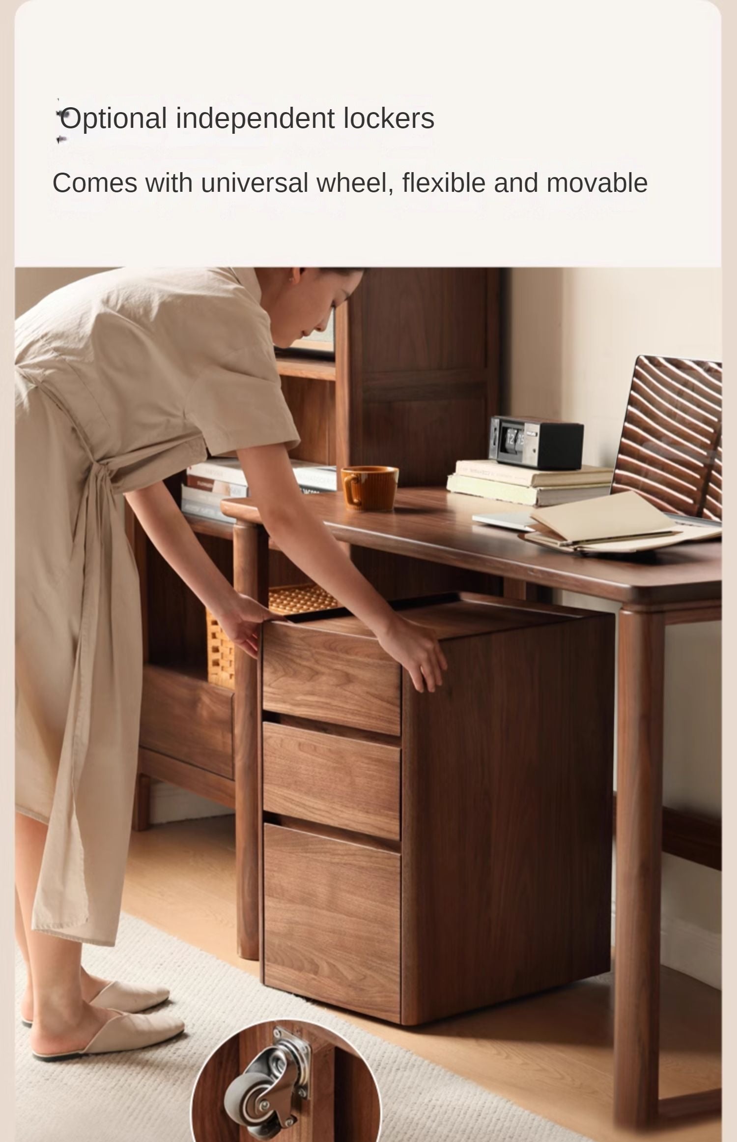 Black Walnut, Ash Solid Wood Study Writing Desk
