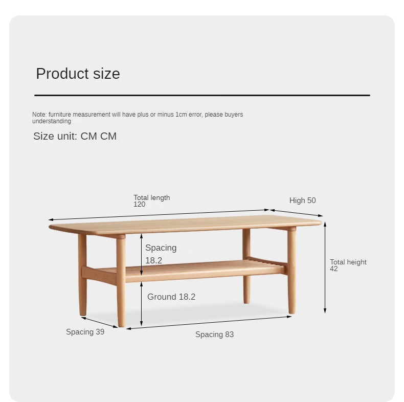 European Beech Solid Wood Modern Coffee Table
