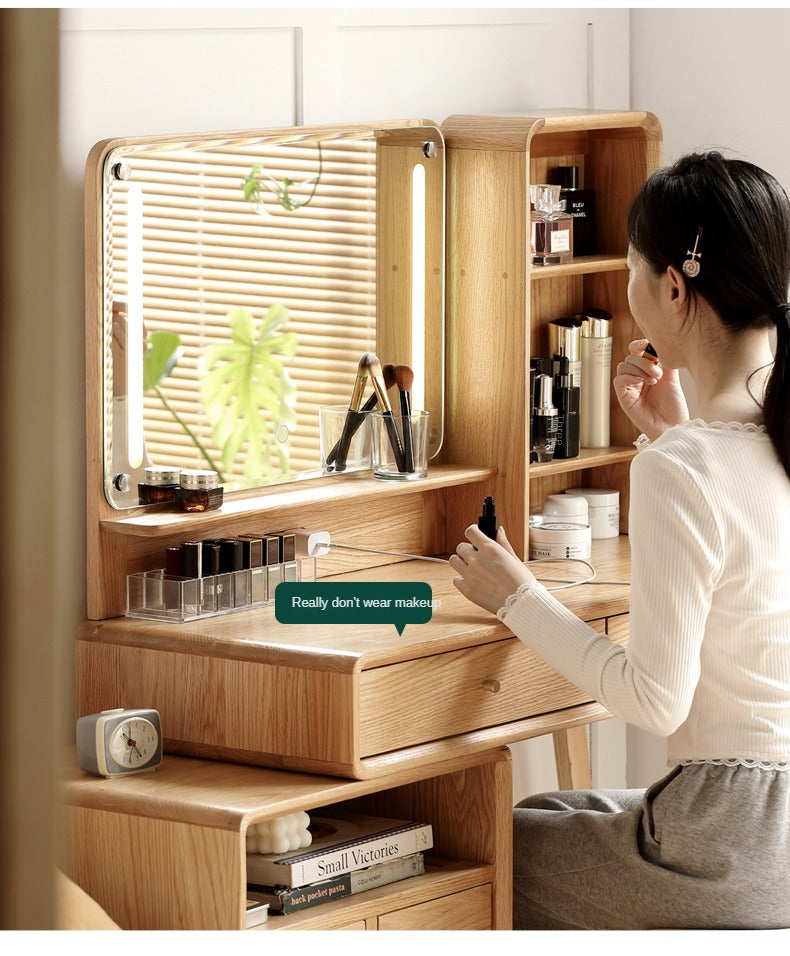 Oak, Rubberwood solid wood Dressing Table Telescopic.
