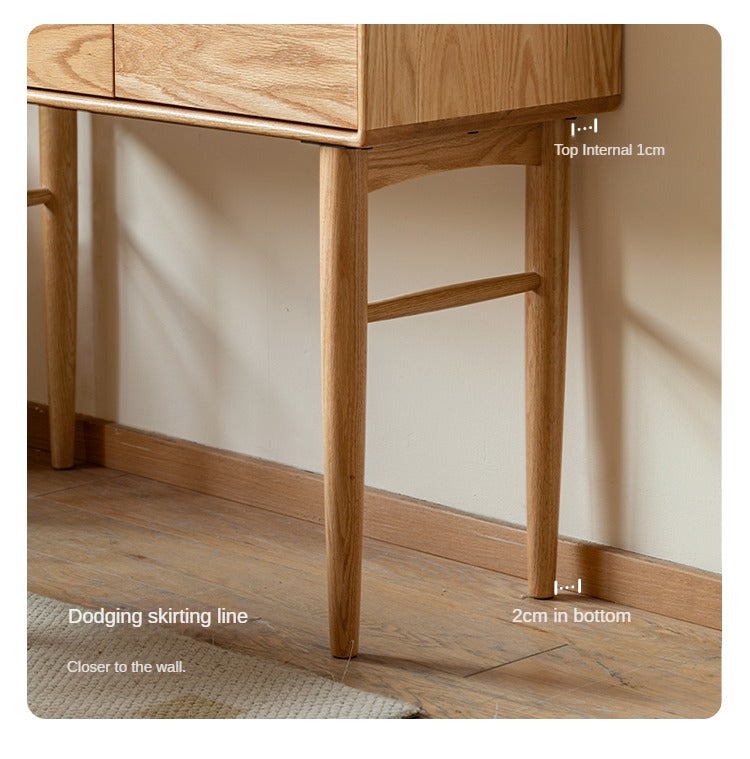 Oak, Ash Solid Wood Vanity Table Lighted Makeup Mirror.