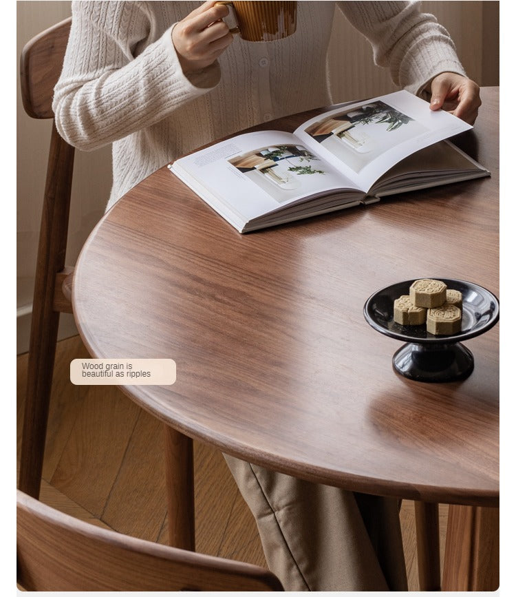 Sandalwood, Black Walnut Solid Wood Round Dining Table