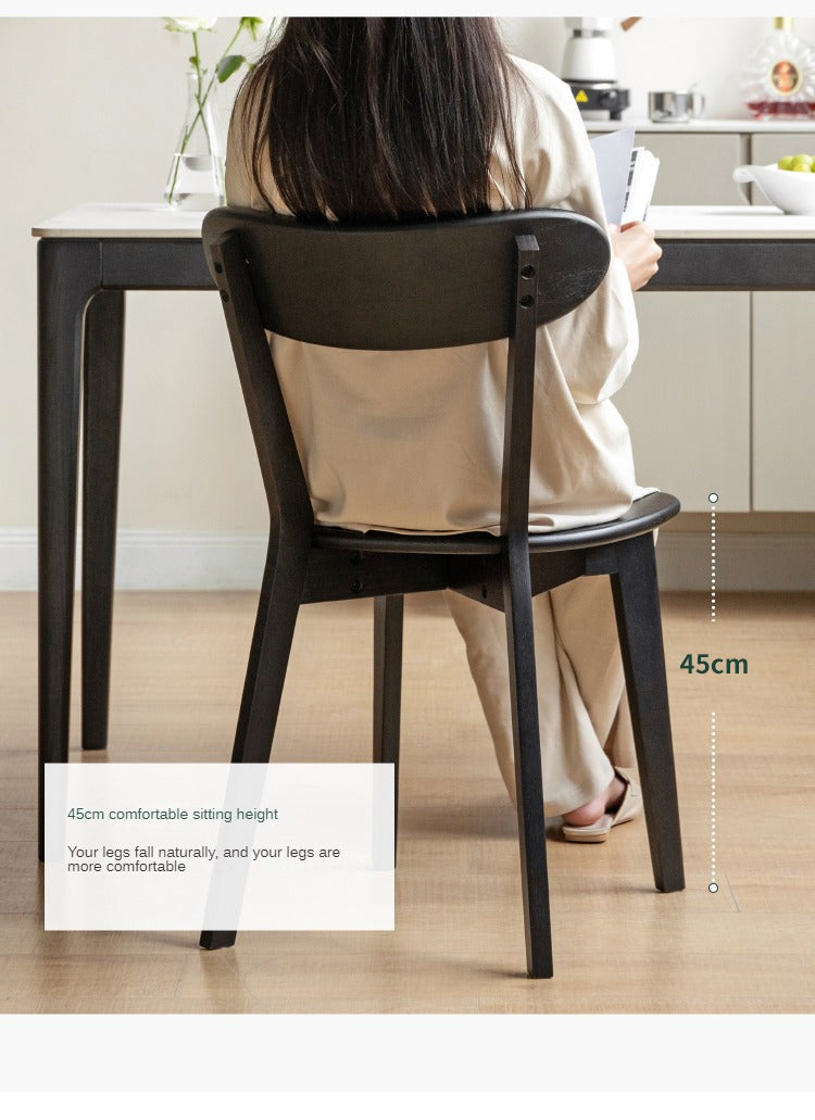 Oak Solid Wood Dining Chair Cream Style White Black