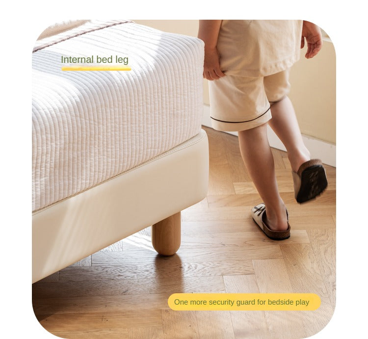 Children's Bed Modern Simple White Cream organic leather<