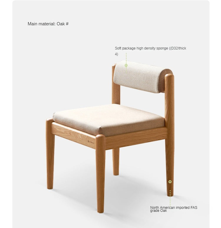 Oak Solid Wood Low Back Small Dining Chair