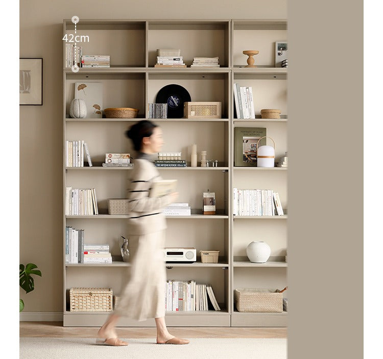 Oak Solid Wood Bookcase Full Wall Bookshelf Light Luxury Display Cabinet.