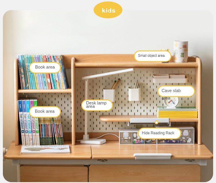 Beech Solid Wood Kids Raised and Lowered Study Table