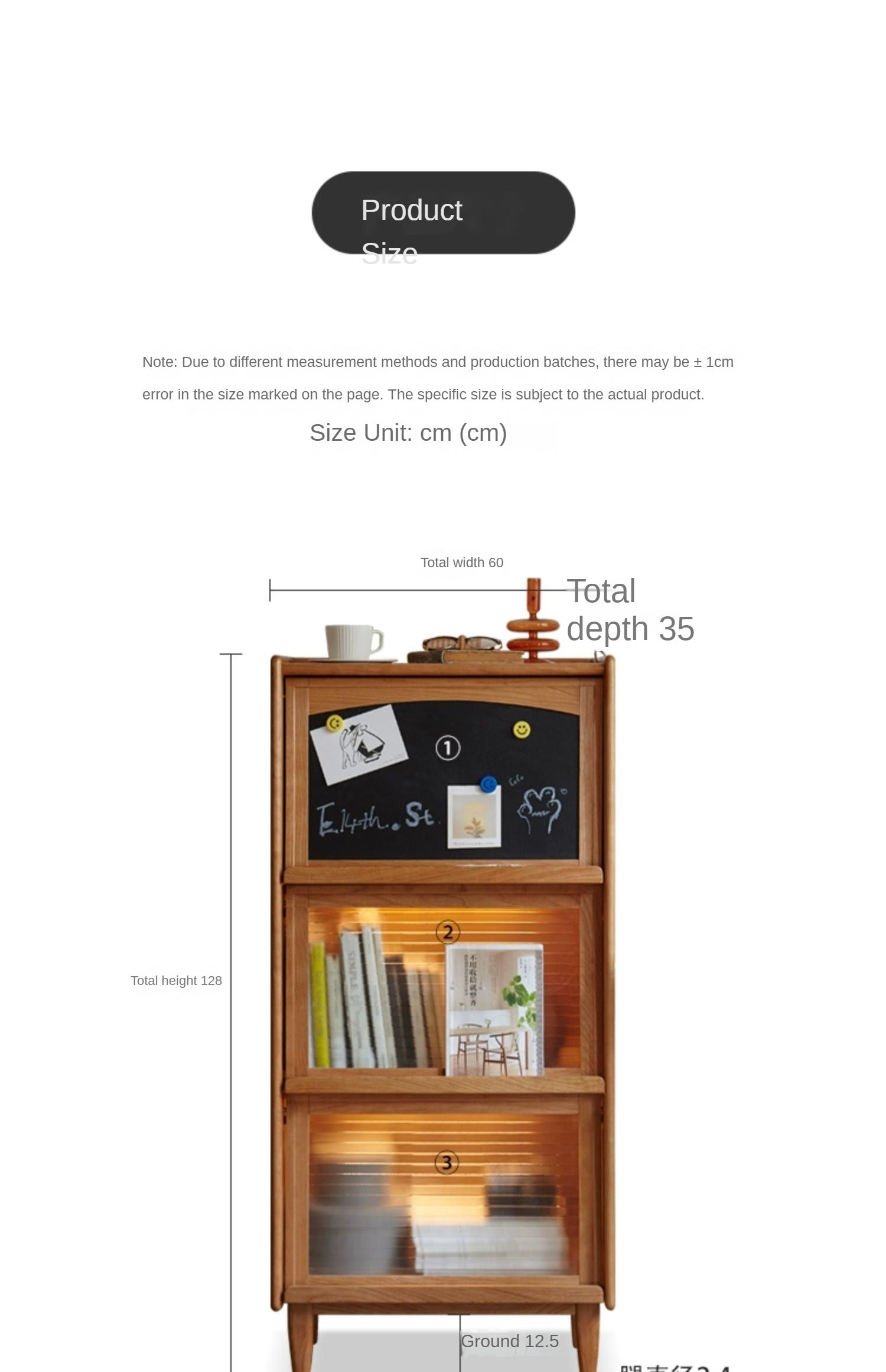 Cherry, Oak Solid Wood Flip Door Magazine Cabinet LED light -