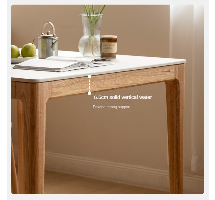 Oak Solid Wood, Solid Rubberwood Square Slate Dining Table