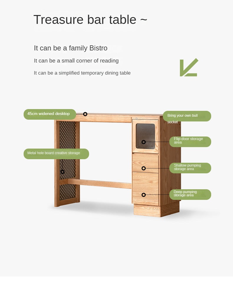 Oak Solid Wood Bar Cabinet Partition Cabinet High Foot Table