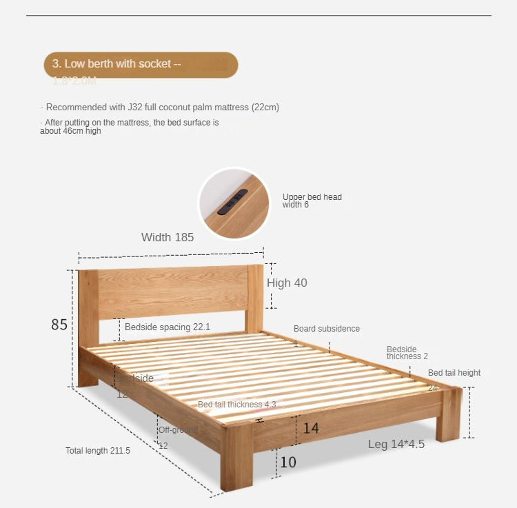Oak, Rubberwood Solid Wood Bed - SPECIAL PRICE