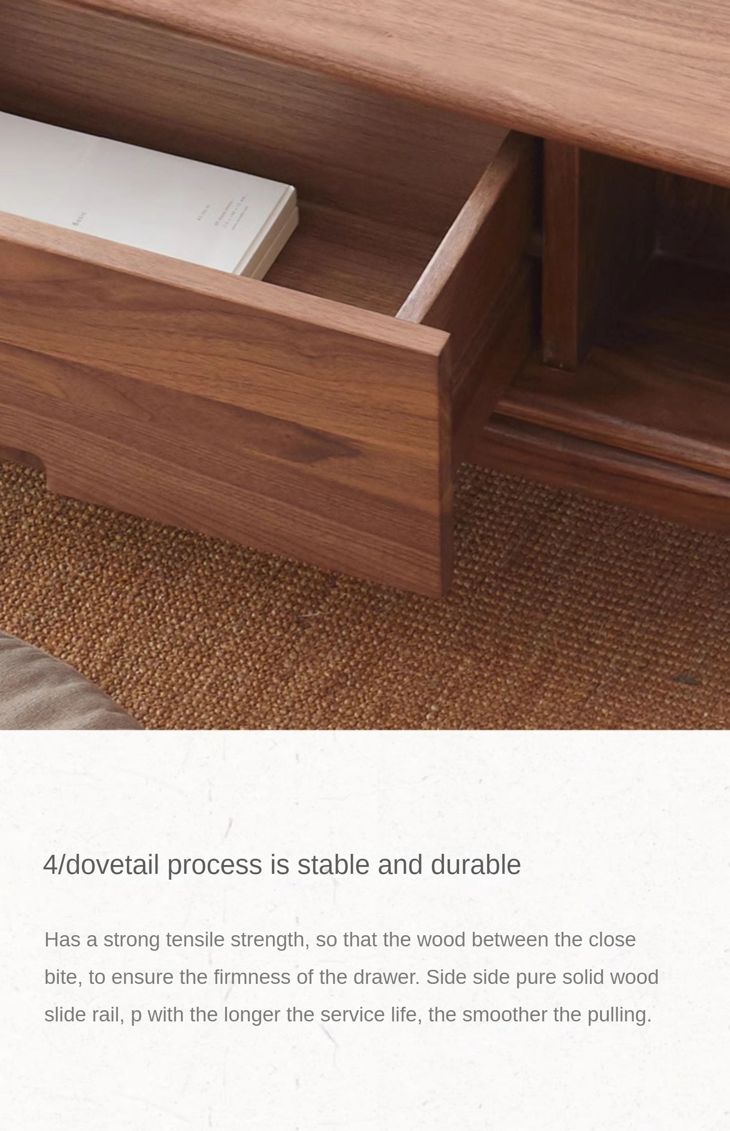 Black Walnut, Ash Solid Wood Modern Coffee Table